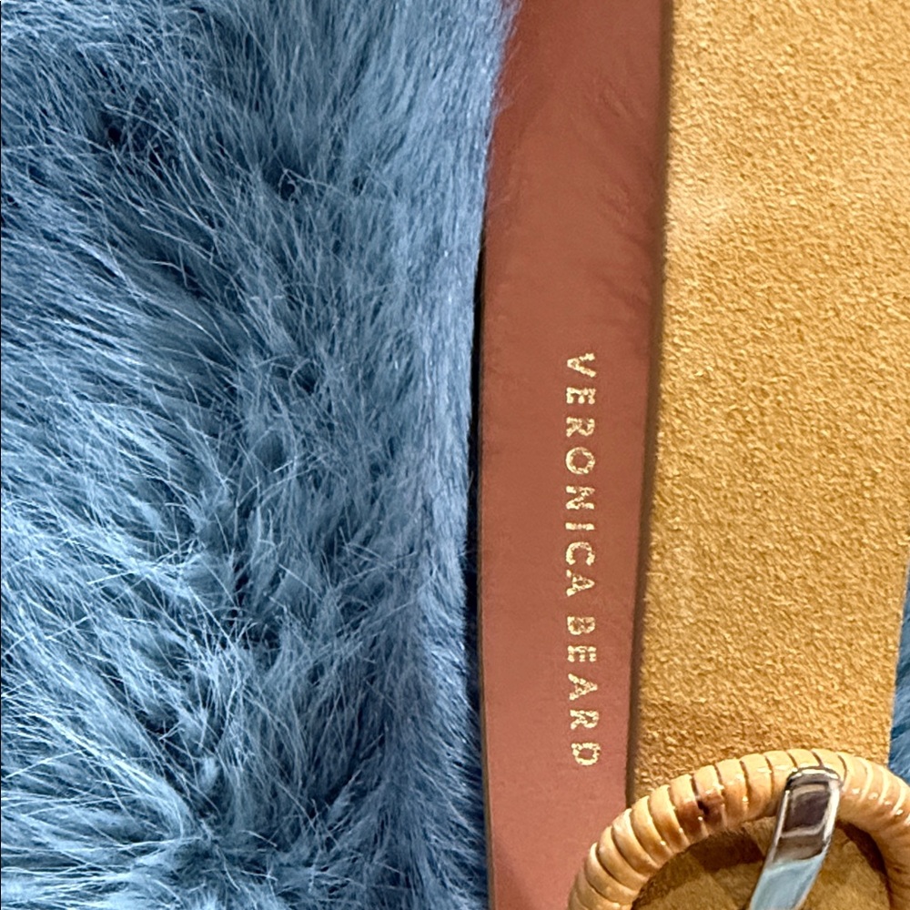 Veronica Beard designer yellow suede belt with Brown Leather Trim - Picture 3 of 4